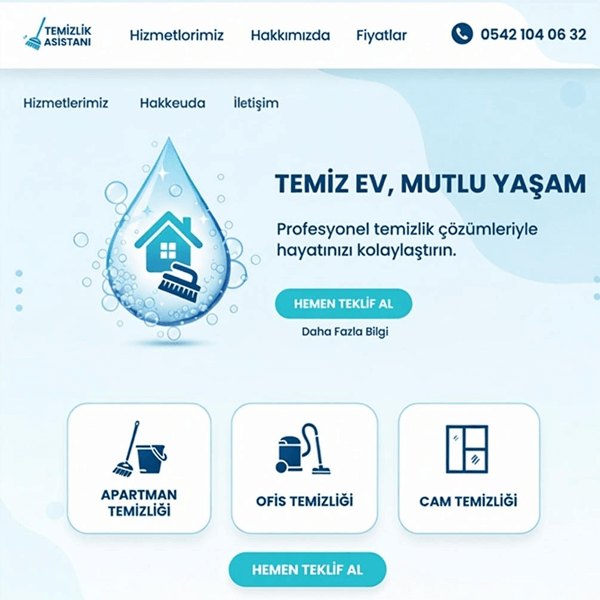 Temizlik firmaları için profesyonel web sitesi kurulumu.